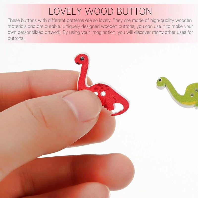 STOBAZA 100 قطعة أزرار خشبية ديناصور للحرف اليدوية إكسسوارات DIY - Image 4
